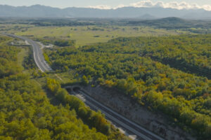 Wildlife bridge crossing road in the Velebit Mountains, Croatia.